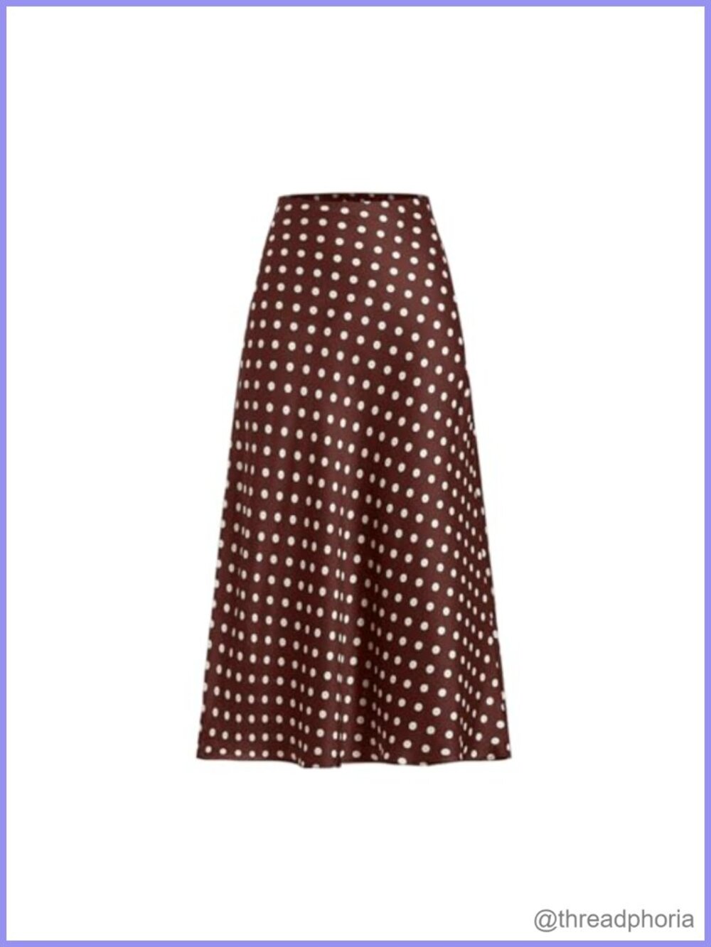 Women Satin Polka Dot High Waisted Flowy A-Line Midi Skirt